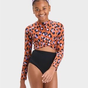 NWT Art Class Leopard Rashguard Sz 10/12